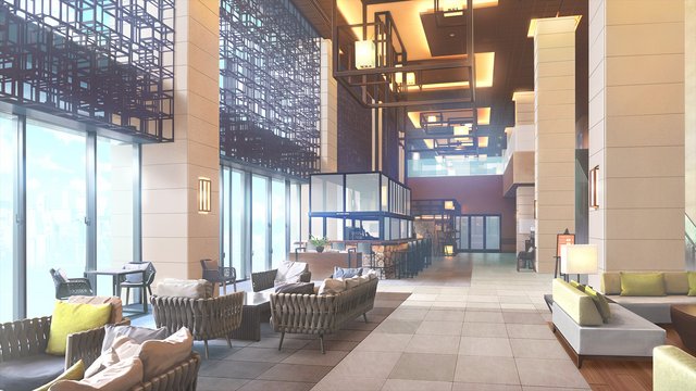 Okinawa resort hotel lobby